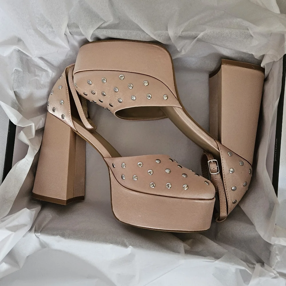 Anthropologie Silent D Grace Mary Jane Heels Rose Pink Embellished